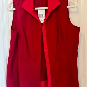 Lafayette 148 New York Red Button Down Shirt